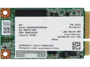 هارد درایو اس اس دی (SSD) اینتل (Intel) مدل SSDMCEAW080A401 ظرفیت 80 گیگابایت فرم فاکتور mSATA رابط SATA