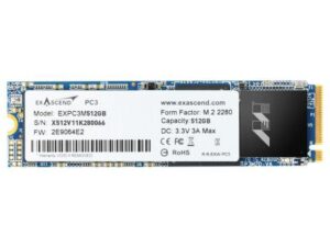 هارد درایو اس اس دی (SSD) Exascend مدل EXPC3 ظرفیت 512 گیگابایت فرم فاکتور M.2-2280 رابط NVMe