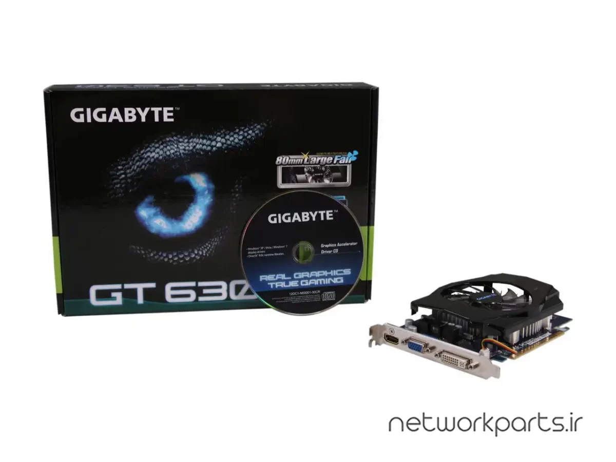 کارت گرافیکی گیگابایت (GIGABYTE) مدل GV-N630-1GI پردازنده گرافیکی GeForce-GT630 حافظه 1 گیگابایت نوع DDR3