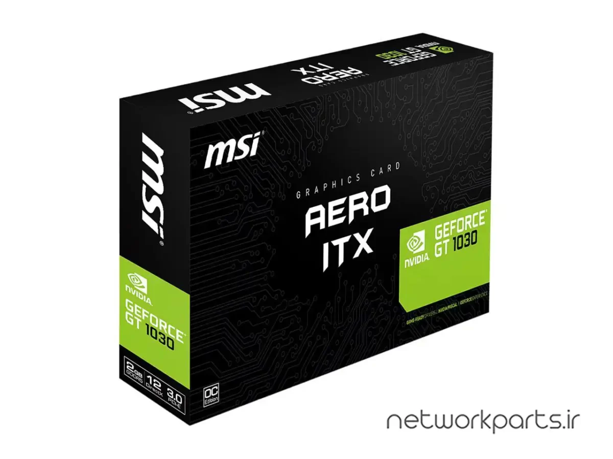 کارت گرافیکی ام اس آی (MSI) مدل GT1030-AERO-ITX-2G-OC پردازنده گرافیکی GeForce-GT1030 حافظه 2 گیگابایت نوع GDDR5