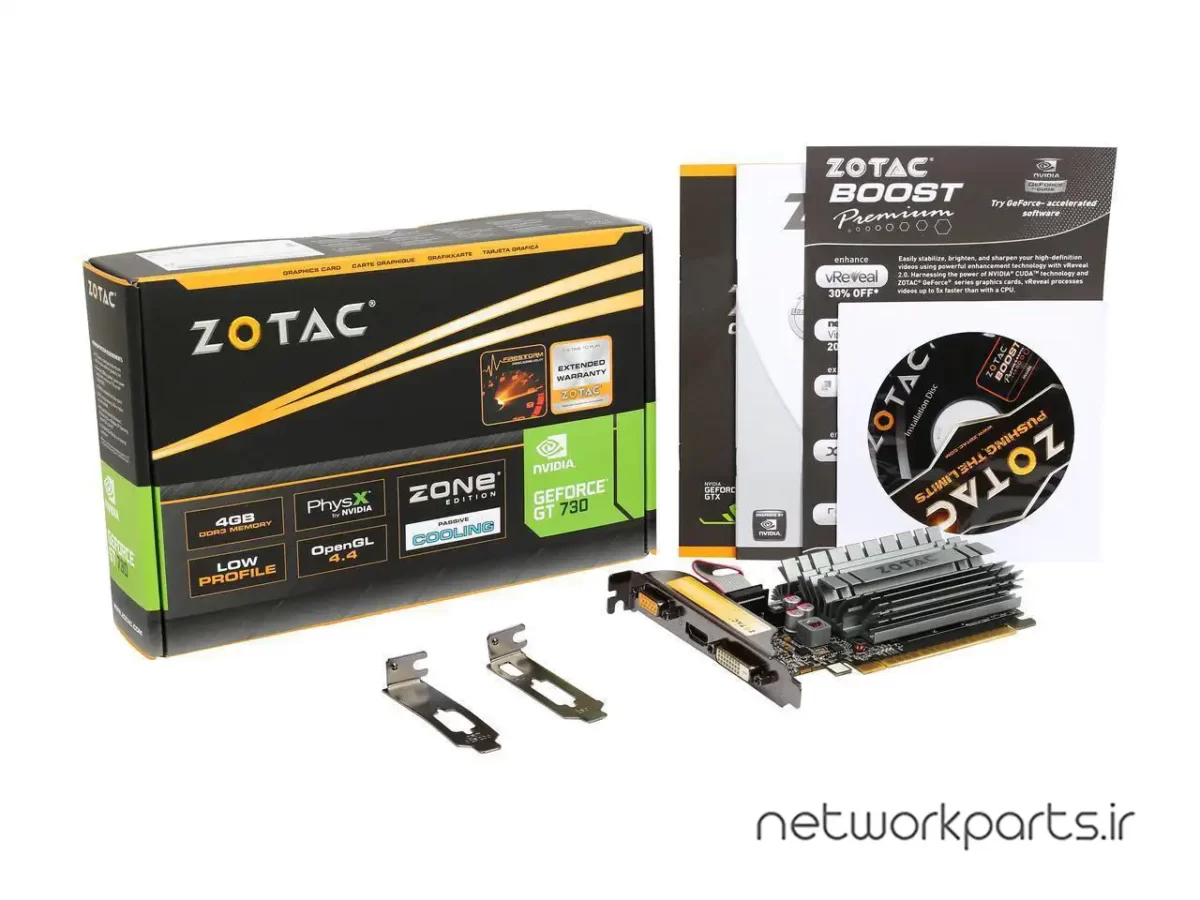 کارت گرافیکی زوتک (Zotac) مدل ZT-71115-20L پردازنده گرافیکی GeForce-GT730 حافظه 4 گیگابایت نوع DDR3
