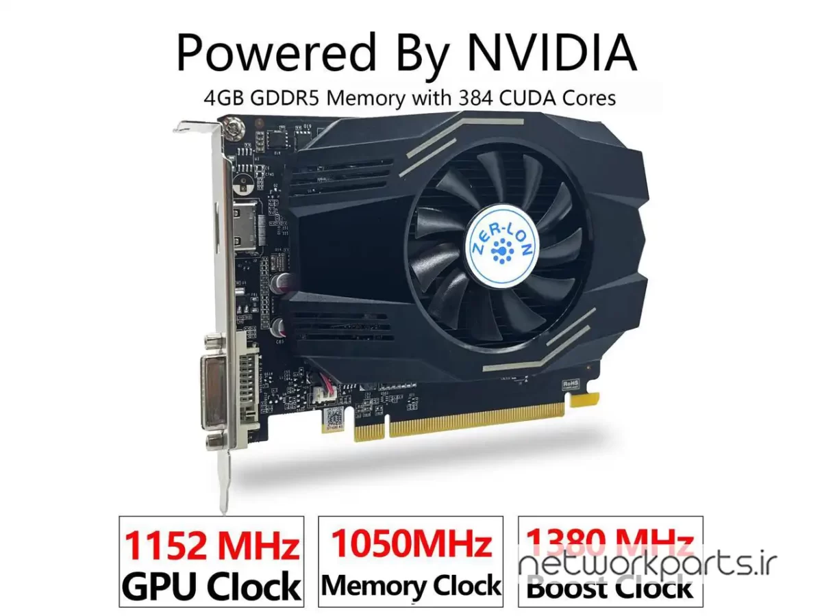 کارت گرافیکی انویدیا (NVIDIA) مدل GT1030-4G پردازنده گرافیکی GeForce-GT1030 حافظه 4 گیگابایت نوع GDDR4