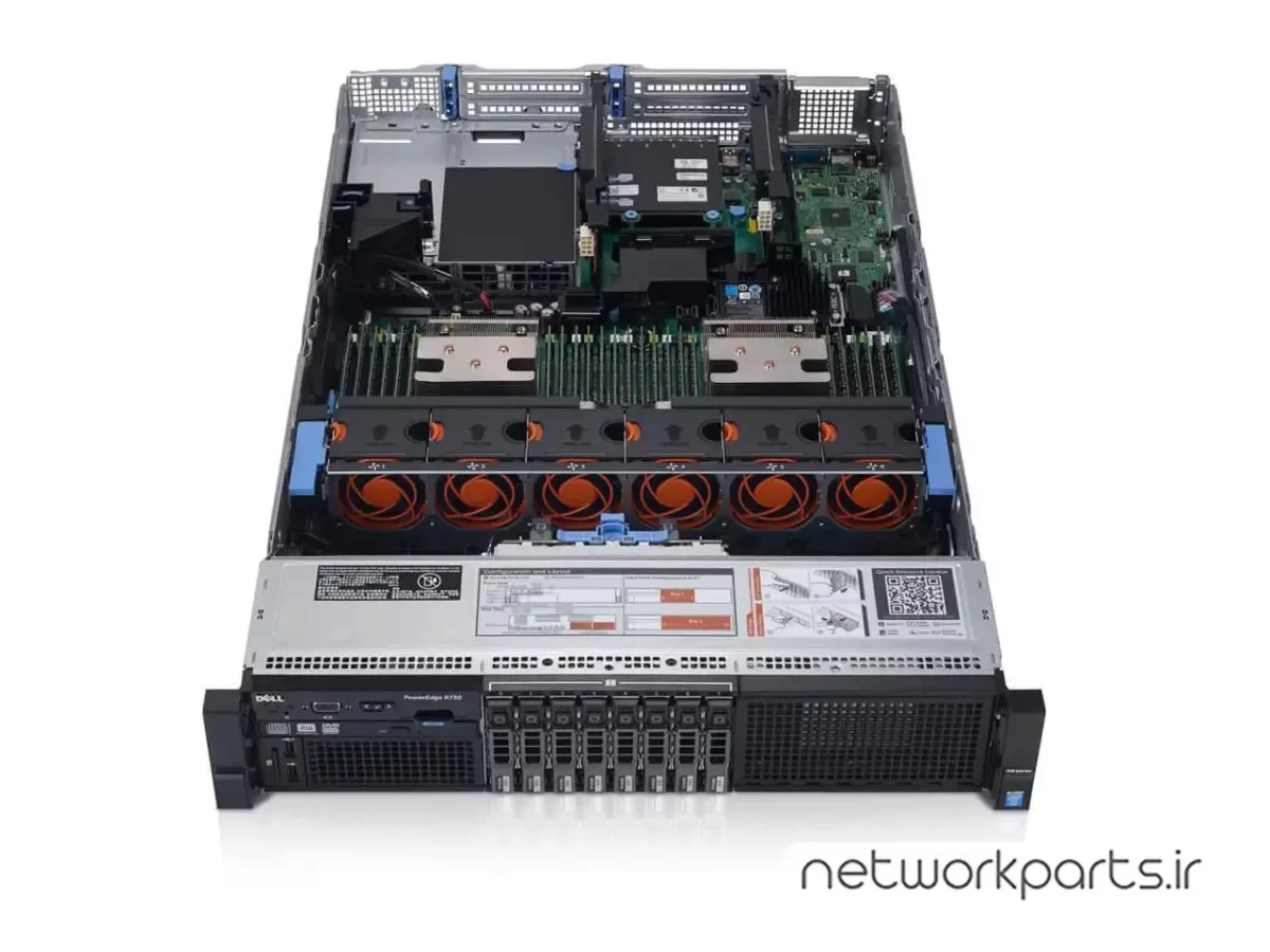 سرور رک دل (DELL) سری PowerEdge مدل R730 دارای 2 پردازنده مدل E5-2650 V3 سوکت LGA2011-3 بدون هارد درایو بهمراه حافظه رم 1.5TB با فرم فاکتور 2U