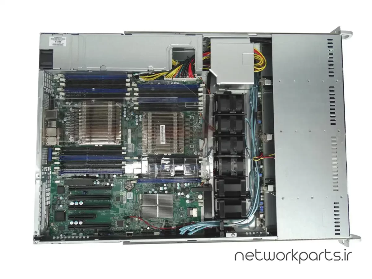 سرور رک سوپرمایکرو (Supermicro) سری SuperServer مدل 1U X9DRi-LN4F+ دارای 2 پردازنده مدل E5-2640 V2 سوکت LGA2011 بهمراه 4 هارد درایو 4TB و حافظه رم 16GB با فرم فاکتور 1U
