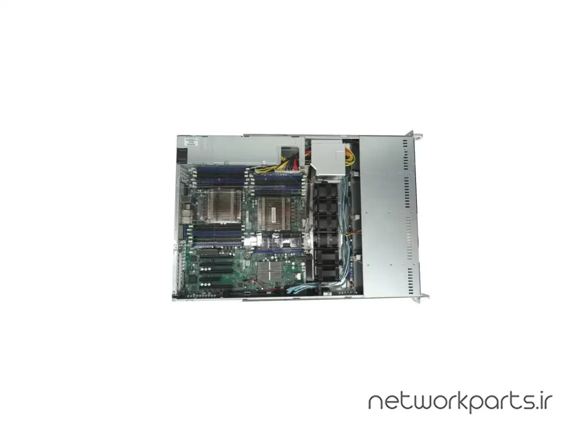 سرور رک سوپرمایکرو (Supermicro) سری SuperServer مدل 1U X9DRi-LN4F+ دارای 2 پردازنده مدل E5-2690 V2 سوکت LGA2011 بهمراه 2 هارد درایو 1TB و حافظه رم 96GB با فرم فاکتور 1U