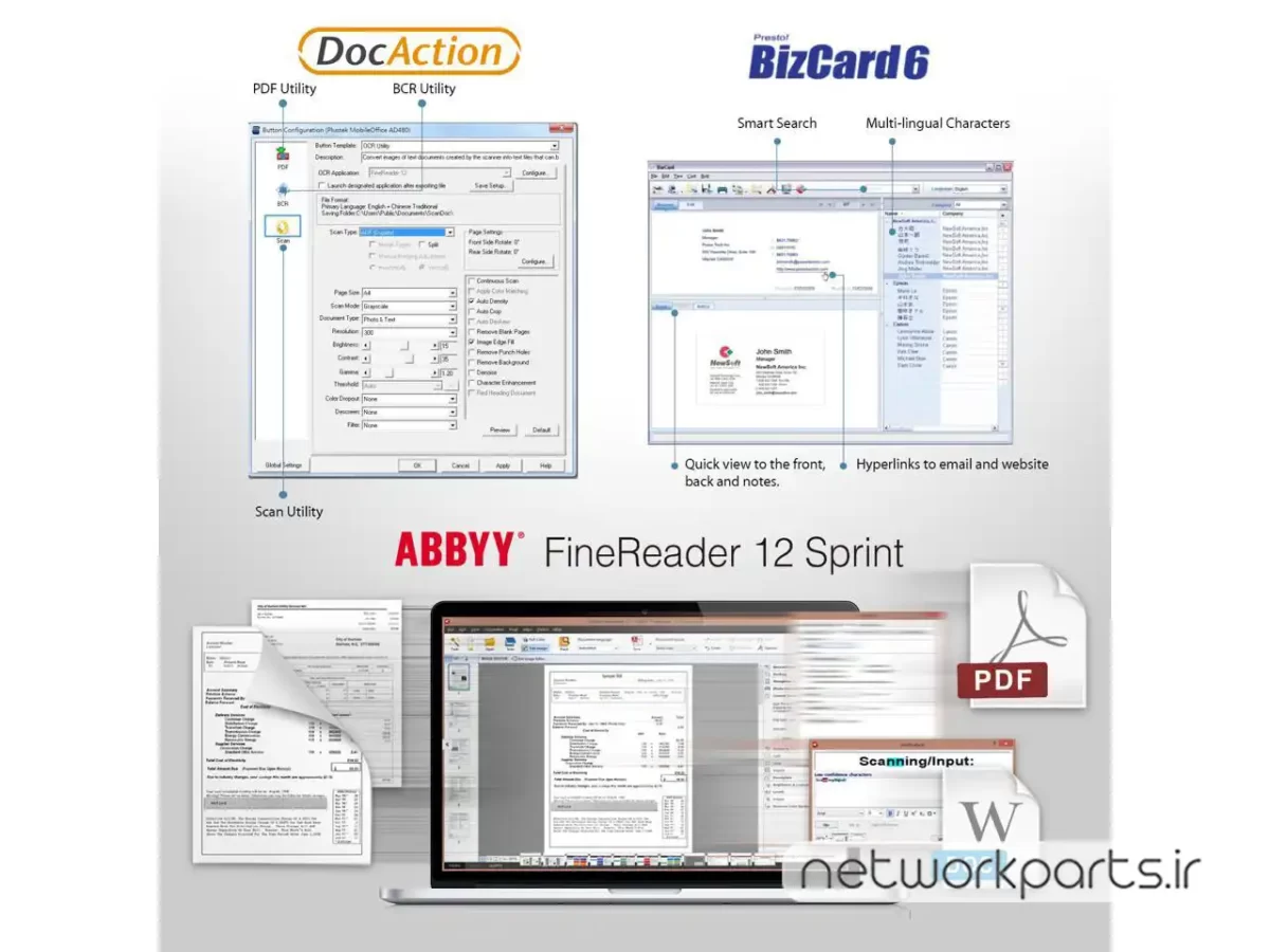 اسکنر دو رو پلاس تک (Plustek) سری MobileOffice مدل AD480
