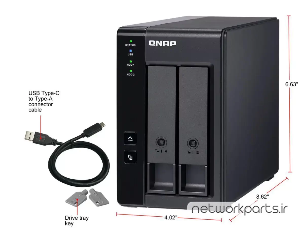 ذخیره ساز تحت شبکه (NAS) کیونپ (Qnap) مدل TR-002-US بدون هارد درایو