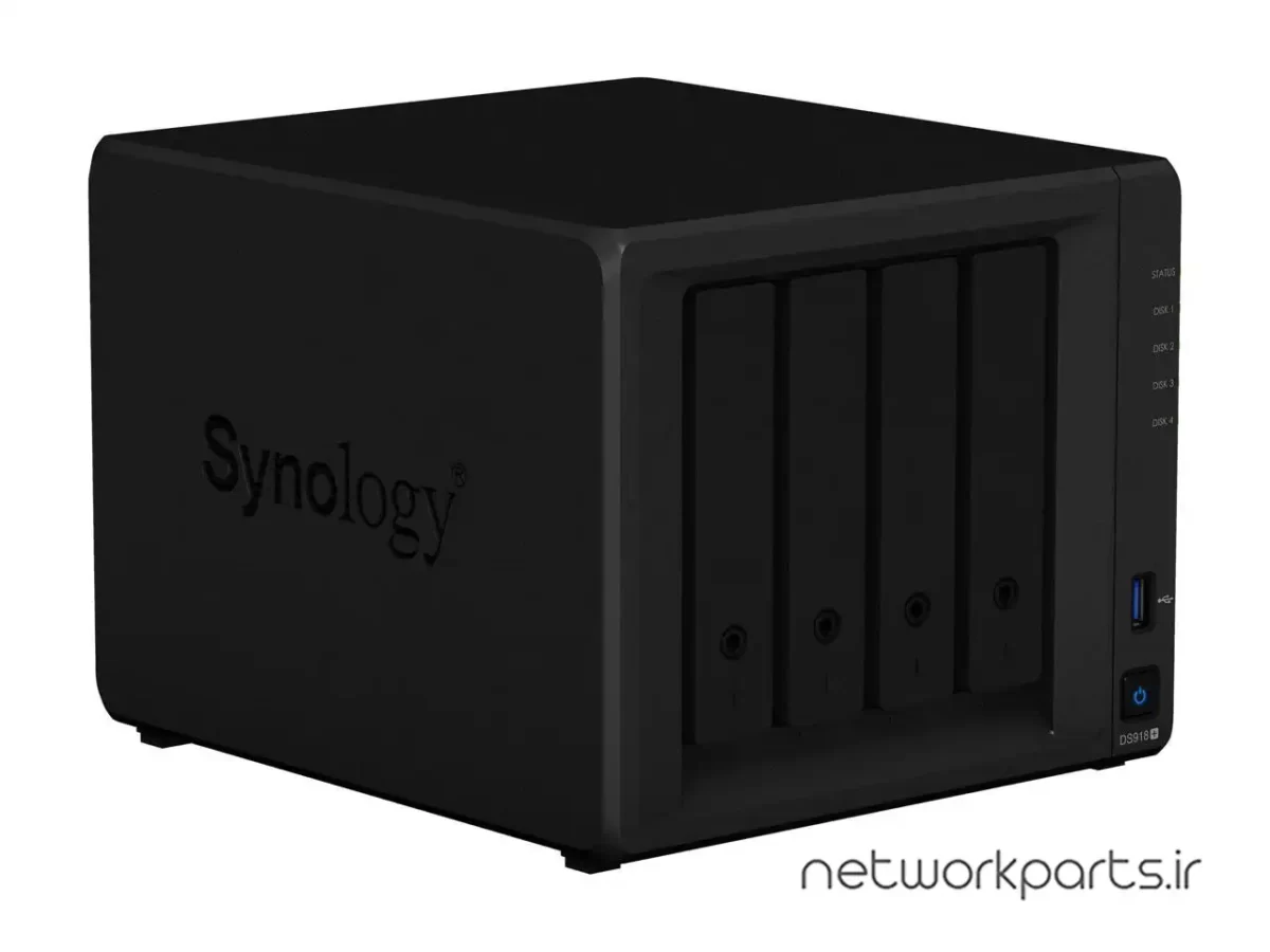 ذخیره ساز تحت شبکه (NAS) سینولوژی (Synology) مدل DS918+ بدون هارد درایو دارای 4GB حافظه رم