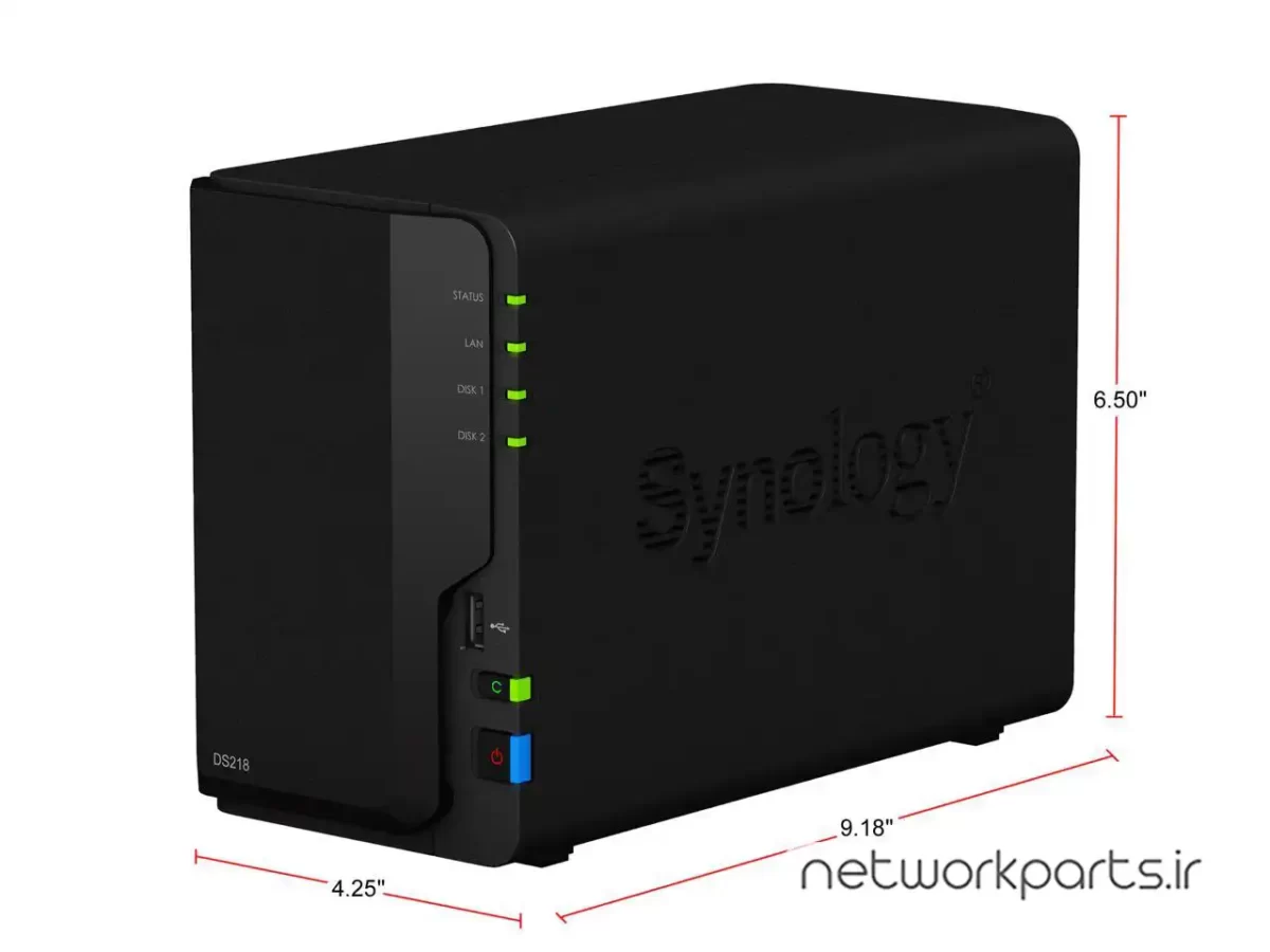 ذخیره ساز تحت شبکه (NAS) سینولوژی (Synology) مدل DS218+ بدون هارد درایو دارای 2GB حافظه رم