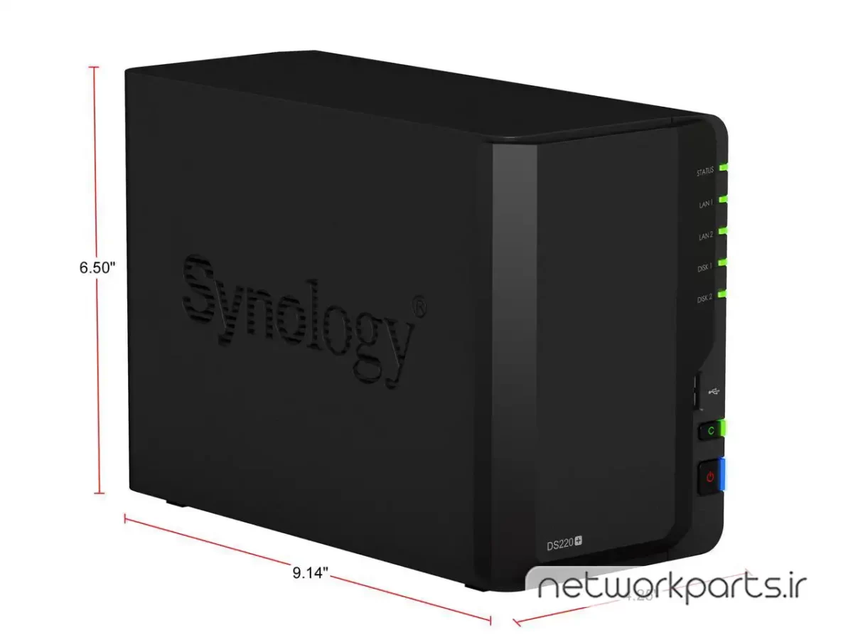 ذخیره ساز تحت شبکه (NAS) سینولوژی (Synology) مدل DS220+ بدون هارد درایو دارای 2GB حافظه رم