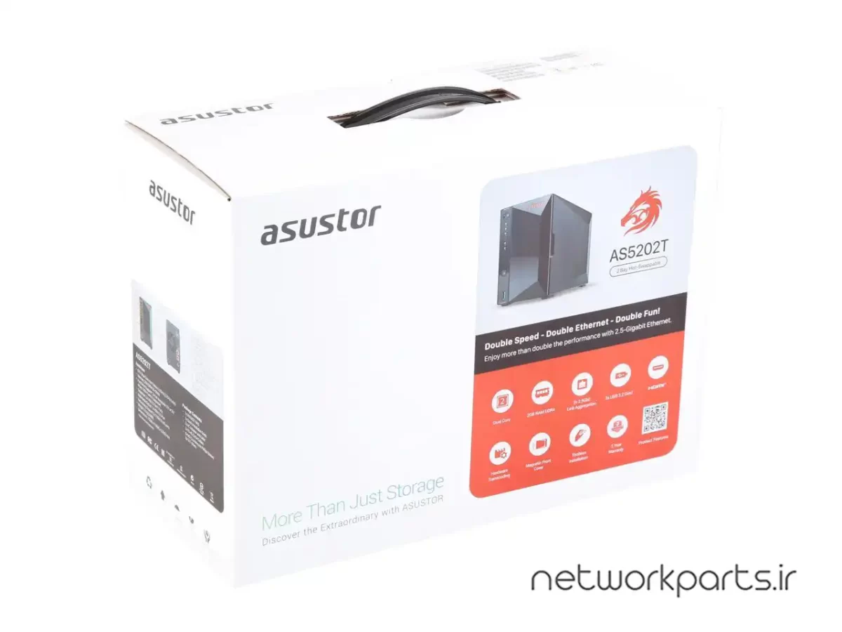 ذخیره ساز تحت شبکه (NAS) اسستور (Asustor) مدل AS5202T بدون هارد درایو دارای 2GB حافظه رم