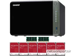 ذخیره ساز تحت شبکه (NAS) کیونپ (Qnap) مدل TS-653D دارای 96TB (6x 16TB) هارد درایو و 8GB حافظه رم