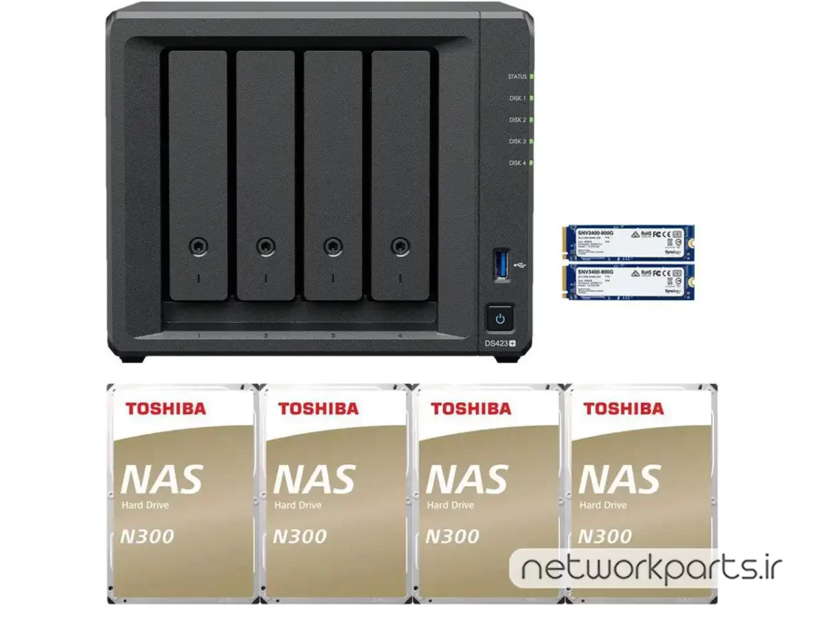 ذخیره ساز تحت شبکه (NAS) سینولوژی (Synology) مدل DS423+ دارای 40TB (4x 10TB) هارد درایو