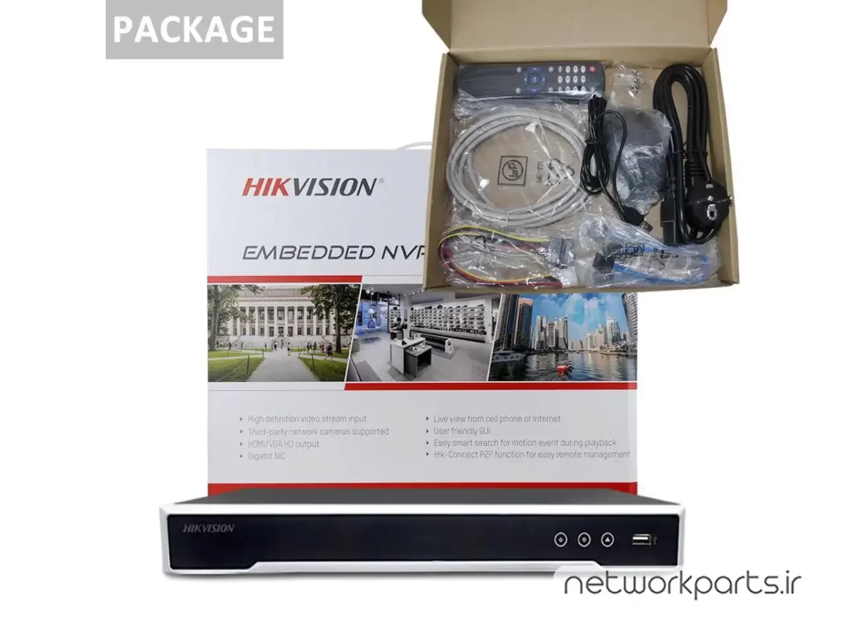 ضبط کننده ویدیویی NVR هایک ویژن (Hikvision) پشتیبانی از 8 کانال مدل DS-7608NI-K2/8P