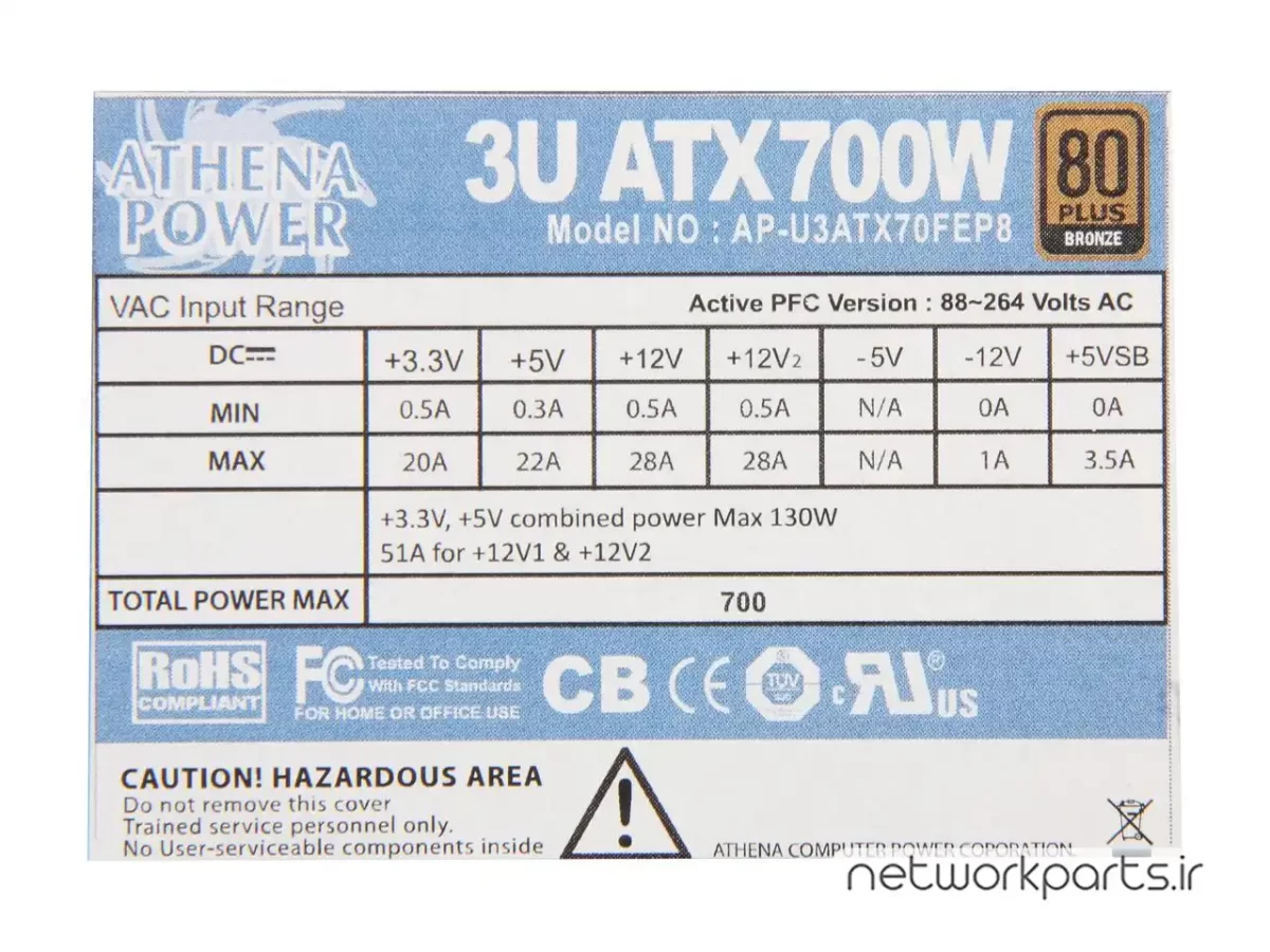 منبع تغذیه آتنا پاور (Athena Power) مدل AP-U3ATX70FEP8