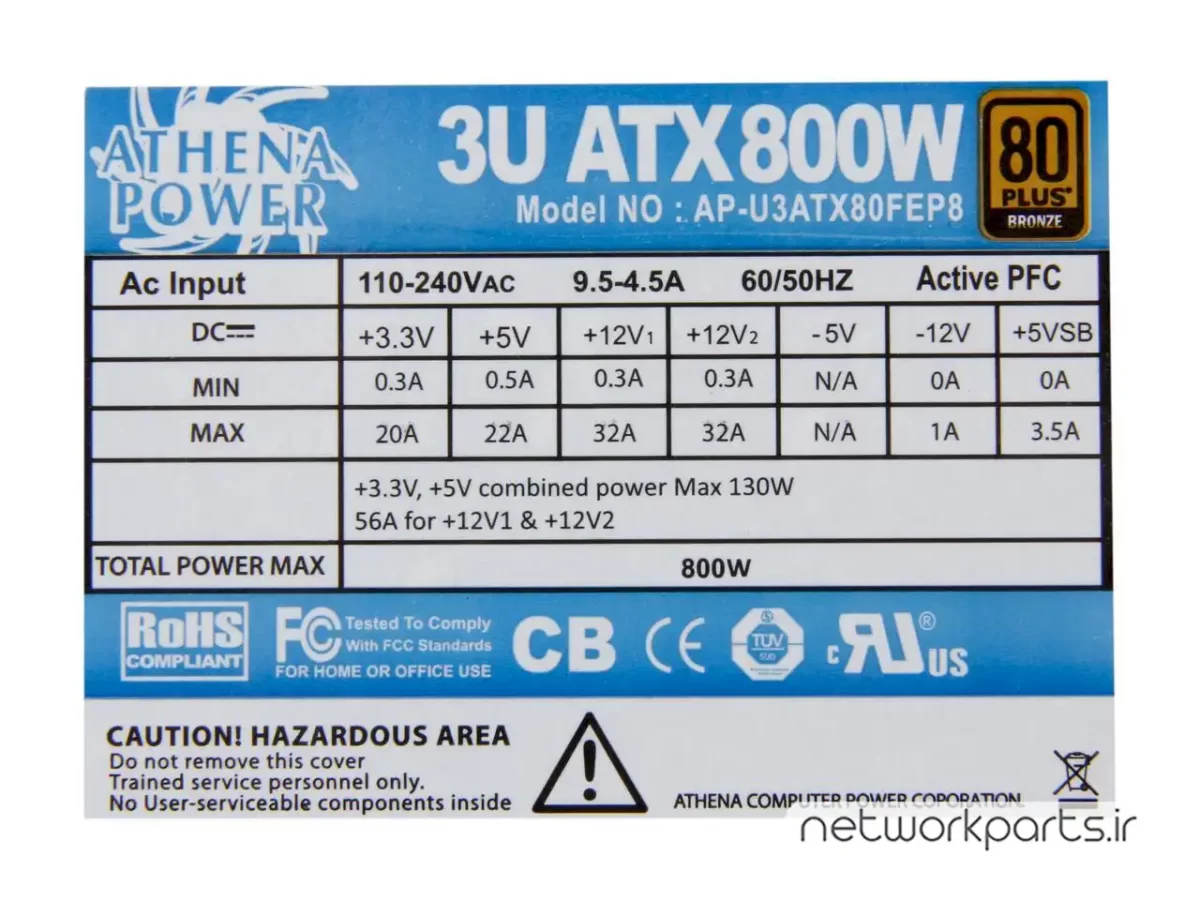 منبع تغذیه آتنا پاور (Athena Power) مدل AP-U3ATX80FEP8