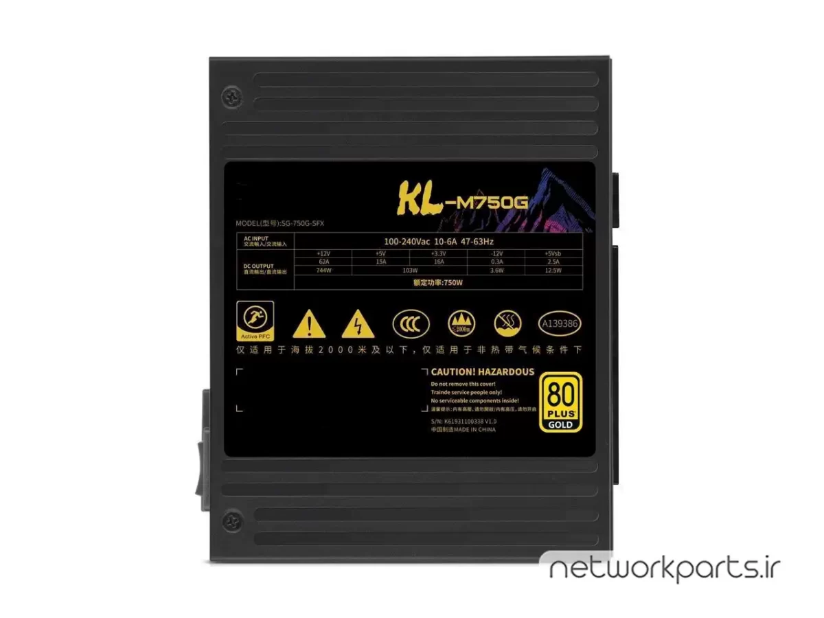 KL-M750G SFX Power Supply, 750W 80 Plus Gold Medal Full Module, 80mm Intelligent Temperature Control Fan, Using 105°/420V High Apecification Strong Capacitor - Black
