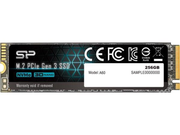 هارد درایو اس اس دی (SSD) سیلیکون پاور (Silicon Power) مدل SP256GBP34A60M28 ظرفیت 256 گیگابایت فرم فاکتور M.2-2280 رابط NVMe