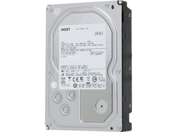هارد دیسک درایو اینترنال اچ جی اس تی (HGST) مدل HUA724020ALA640(0F14690) ظرفیت 2 ترابایت سرعت 7200RPM رابط SATA