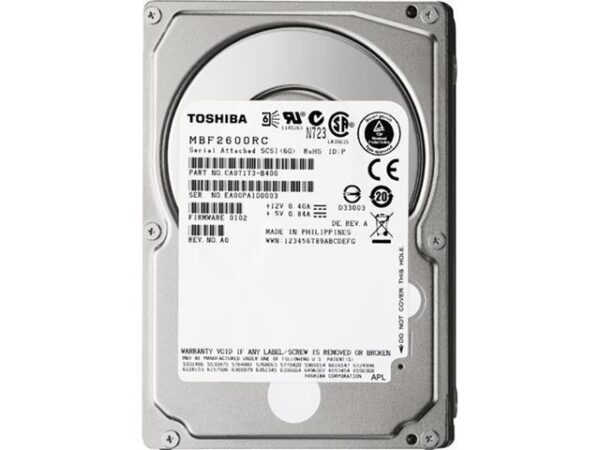 هارد دیسک درایو اینترنال توشیبا (Toshiba) مدل MBF2600RC ظرفیت 600 گیگابایت سرعت 10000RPM رابط SAS