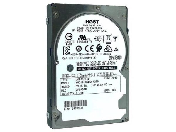 هارد دیسک درایو اینترنال اچ جی اس تی (HGST) مدل HUC101812CS4200 ظرفیت 12 ترابایت سرعت 10000RPM رابط SAS