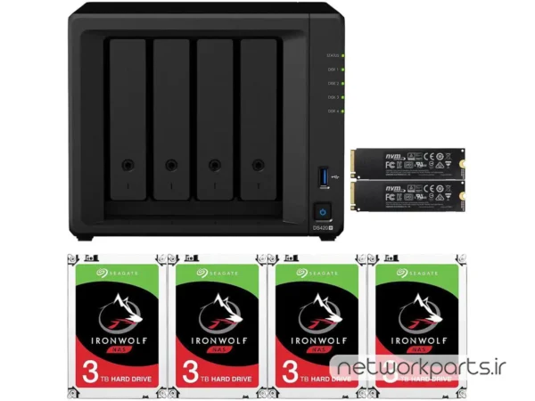 ذخیره ساز تحت شبکه (NAS) سینولوژی (Synology) مدل DS420+ دارای 12TB (4x 3TB) هارد درایو و 2GB حافظه رم