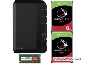 ذخیره ساز تحت شبکه (NAS) سینولوژی (Synology) مدل DS220+ دارای 16TB (2x 8TB) هارد درایو و 6GB حافظه رم