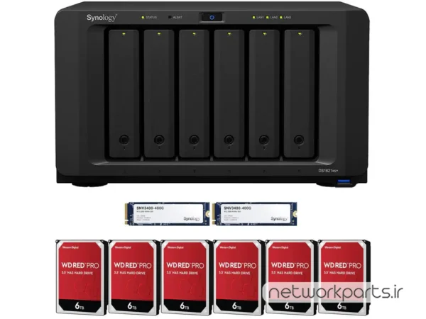 ذخیره ساز تحت شبکه (NAS) سینولوژی (Synology) مدل DS1621XS+ دارای 36TB (6x 6TB) هارد درایو و 8GB حافظه رم