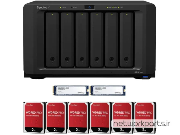 ذخیره ساز تحت شبکه (NAS) سینولوژی (Synology) مدل DS1621XS+ دارای 12TB (6x 2TB) هارد درایو و 8GB حافظه رم