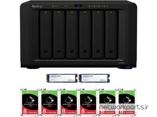 ذخیره ساز تحت شبکه (NAS) سینولوژی (Synology) مدل DS1621+ دارای 48TB (6x 8TB) هارد درایو و 4GB حافظه رم