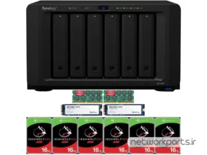 ذخیره ساز تحت شبکه (NAS) سینولوژی (Synology) مدل DS1621+ دارای 96TB (6x 16TB) هارد درایو و 16GB حافظه رم