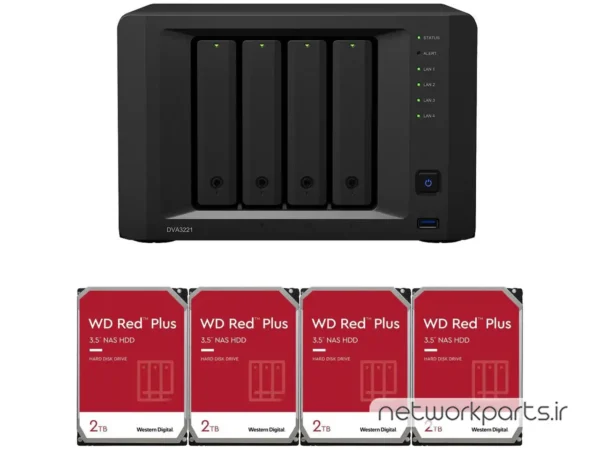 ذخیره ساز تحت شبکه (NAS) سینولوژی (Synology) مدل DVA3221 دارای 8TB (4x 2TB) هارد درایو و 8GB حافظه رم