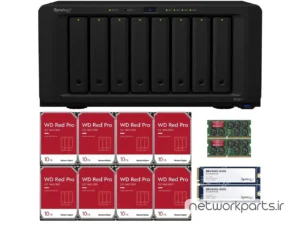 ذخیره ساز تحت شبکه (NAS) سینولوژی (Synology) مدل DS1821+ دارای 80TB (8x 10TB) هارد درایو و 8GB حافظه رم