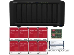 ذخیره ساز تحت شبکه (NAS) سینولوژی (Synology) مدل DS1821+ دارای 112TB (8x 14TB) هارد درایو و 8GB حافظه رم