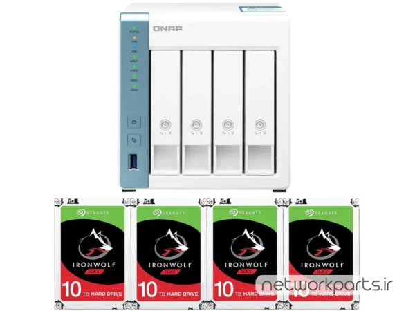 ذخیره ساز تحت شبکه (NAS) کیونپ (Qnap) مدل TS-431K دارای 40TB (4x 10TB) هارد درایو و 1GB حافظه رم