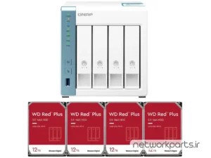 ذخیره ساز تحت شبکه (NAS) کیونپ (Qnap) مدل TS-431K دارای 48TB (4x 12TB) هارد درایو و 1GB حافظه رم