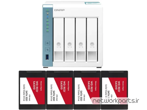 ذخیره ساز تحت شبکه (NAS) کیونپ (Qnap) مدل TS-431K دارای 8TB (4x 2TB) هارد درایو و 1GB حافظه رم