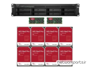 ذخیره ساز تحت شبکه (NAS) سینولوژی (Synology) مدل RS1221+ دارای 96TB (8x 12TB) هارد درایو و 32GB حافظه رم