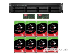 ذخیره ساز تحت شبکه (NAS) سینولوژی (Synology) مدل RS1221+ دارای 128TB (8x 16TB) هارد درایو و 32GB حافظه رم