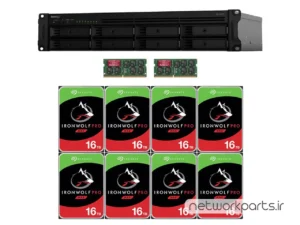 ذخیره ساز تحت شبکه (NAS) سینولوژی (Synology) مدل RS1221RP+ دارای 128TB (8x 16TB) هارد درایو و 32GB حافظه رم