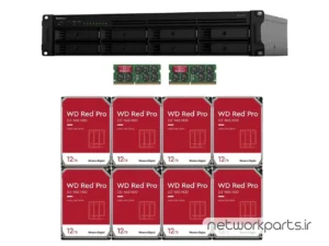 ذخیره ساز تحت شبکه (NAS) سینولوژی (Synology) مدل RS1221RP+ دارای 96TB (8x 12TB) هارد درایو و 32GB حافظه رم