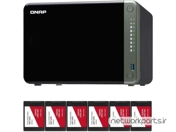 ذخیره ساز تحت شبکه (NAS) کیونپ (Qnap) مدل TS-653D دارای 24TB (6x 4TB) هارد درایو و 4GB حافظه رم