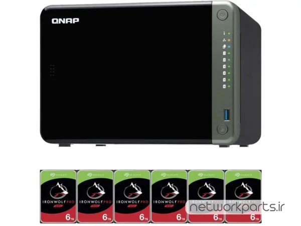 ذخیره ساز تحت شبکه (NAS) کیونپ (Qnap) مدل TS-653D دارای 36TB (6x 6TB) هارد درایو و 4GB حافظه رم