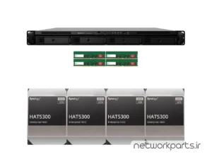 ذخیره ساز تحت شبکه (NAS) سینولوژی (Synology) مدل RS1619XS+ دارای 64TB (4x 16TB) هارد درایو و 64GB حافظه رم