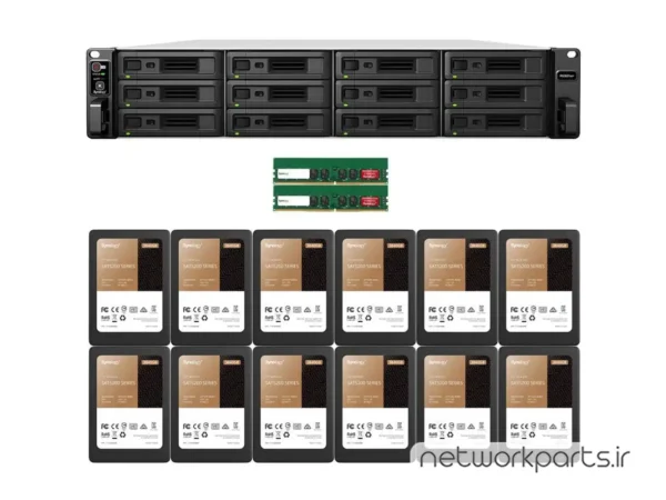 ذخیره ساز تحت شبکه (NAS) سینولوژی (Synology) مدل RS3621XS+ دارای 46.08TB (12x 3.84TB) هارد درایو و 32GB حافظه رم