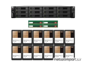ذخیره ساز تحت شبکه (NAS) سینولوژی (Synology) مدل RS3621XS+ دارای 46.08TB (12x 3.84TB) هارد درایو و 64GB حافظه رم
