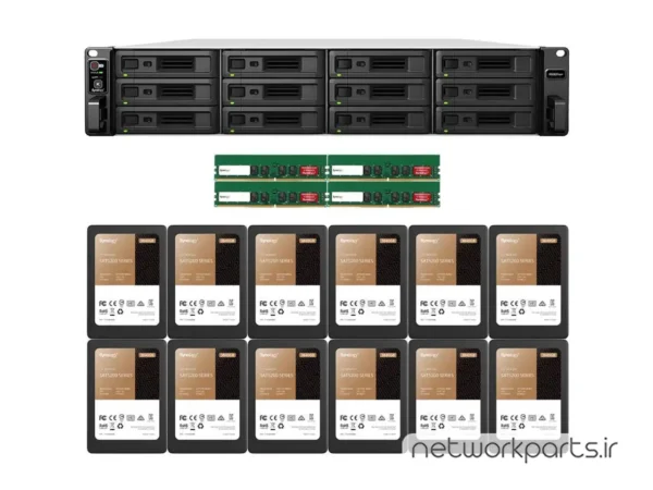 ذخیره ساز تحت شبکه (NAS) سینولوژی (Synology) مدل RS3621XS+ دارای 46.08TB (12x 3.84TB) هارد درایو و 64GB حافظه رم
