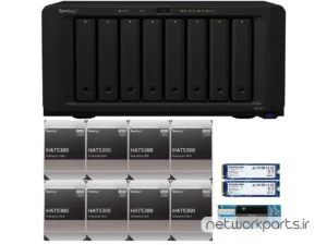 ذخیره ساز تحت شبکه (NAS) سینولوژی (Synology) مدل DS1821+ دارای 128TB (8x 16TB) هارد درایو و 4GB حافظه رم