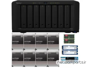 ذخیره ساز تحت شبکه (NAS) سینولوژی (Synology) مدل DS1821+ دارای 64TB (8x 8TB) هارد درایو و 32GB حافظه رم