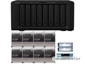 ذخیره ساز تحت شبکه (NAS) سینولوژی (Synology) مدل DS1821+ دارای 96TB (8x 12TB) هارد درایو و 4GB حافظه رم